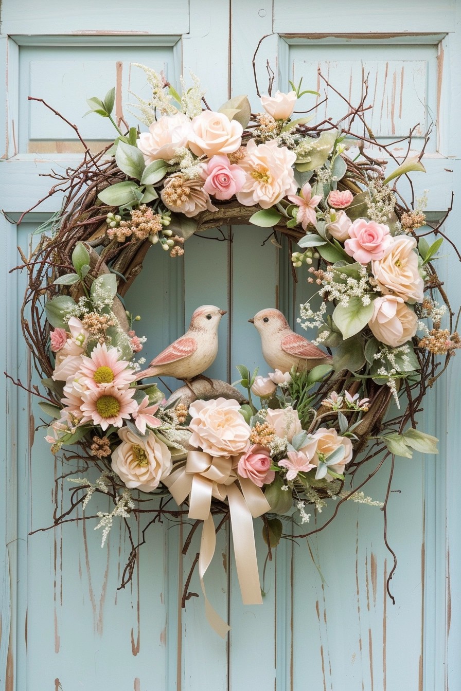 Lovebird-Themed Door Wreath