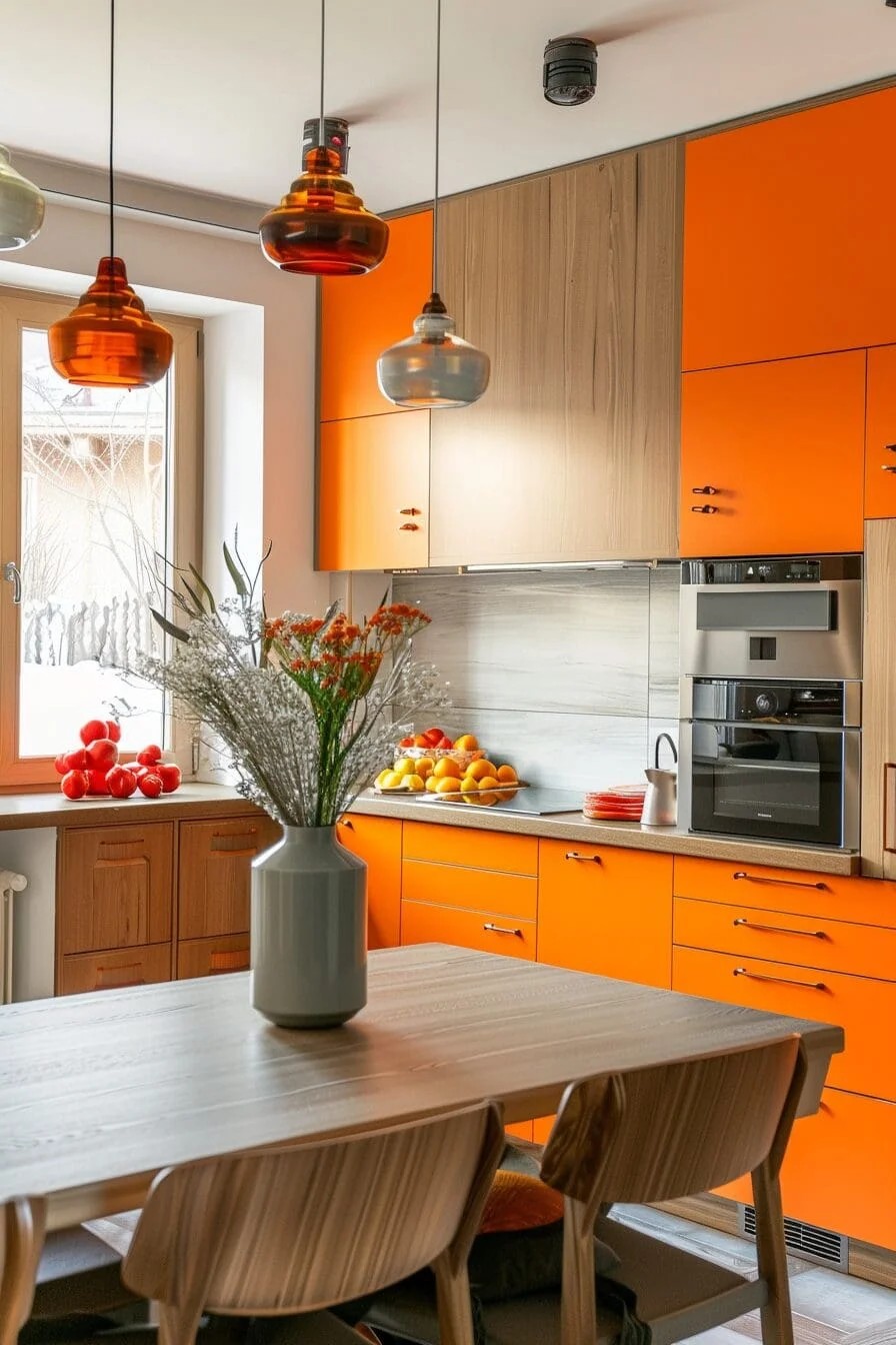 Wood and Orange Accents