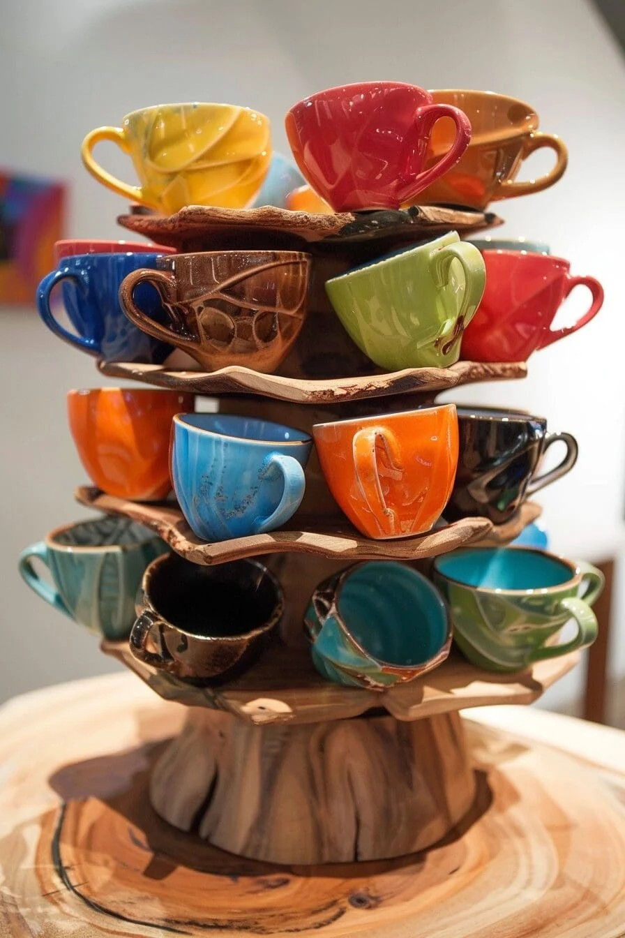 Centerpiece of Stacked Coffee Mugs