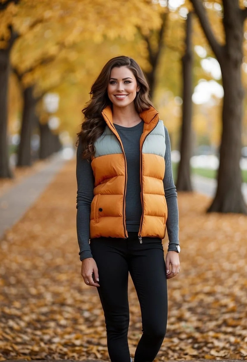 Puffer Vest, Long Sleeve Tee, and Joggers