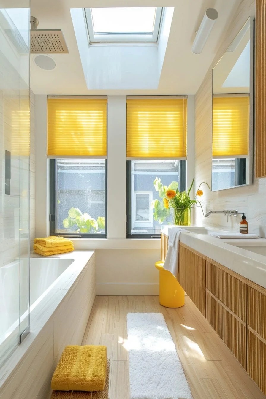 Skylight with Yellow Window Treatments