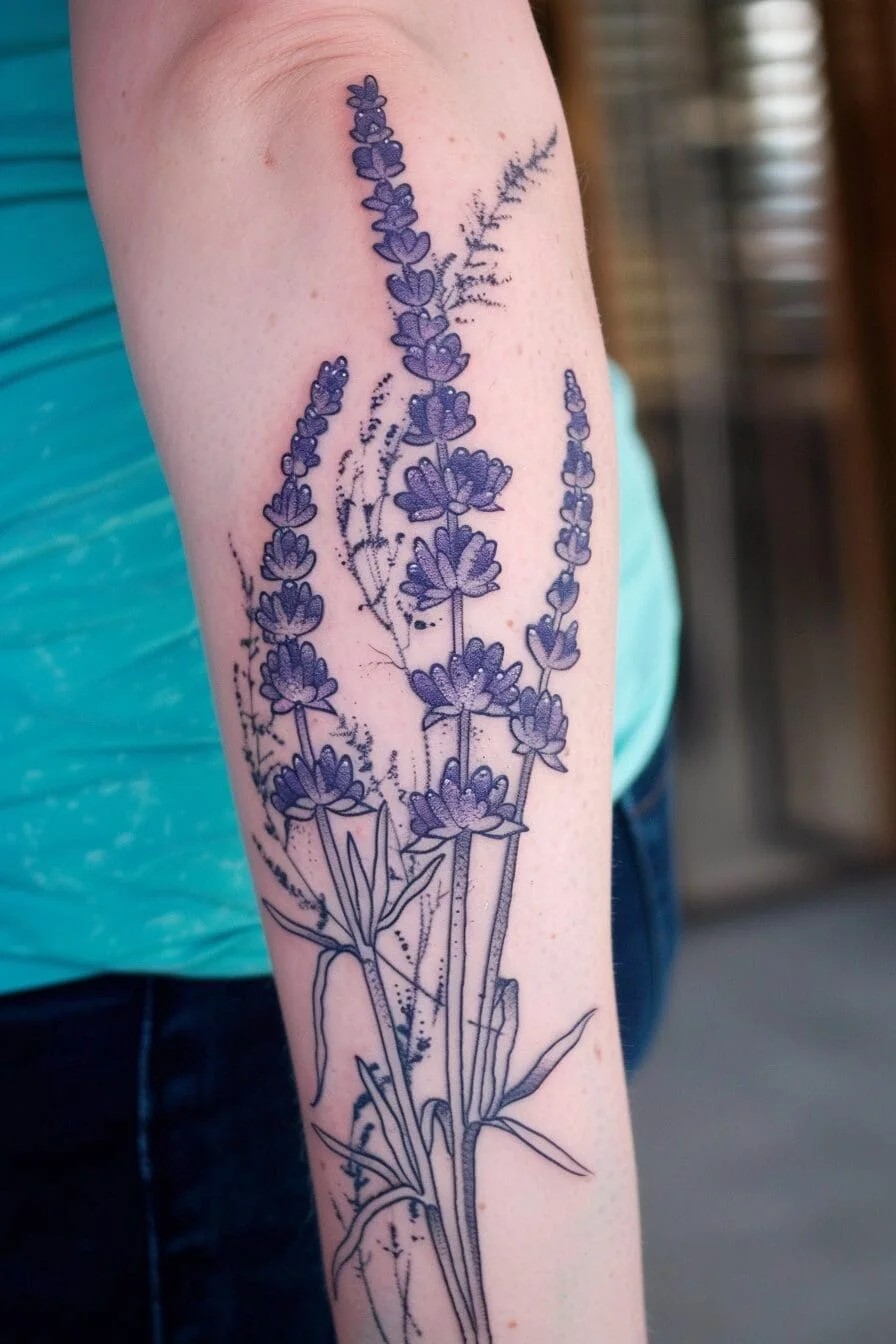 Lavender Dot Work Tattoo