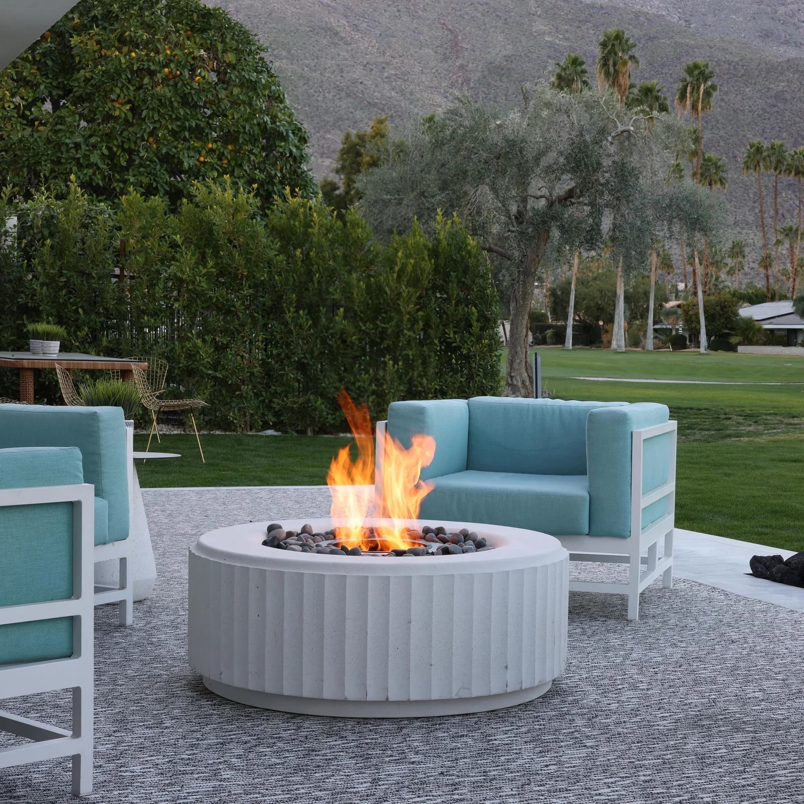 White Round Fire Pit Table