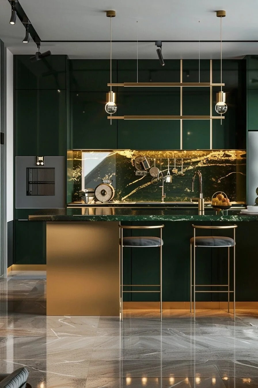 Green and Gold Kitchen Accents