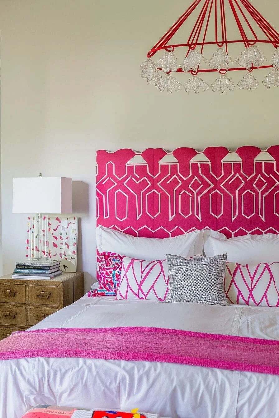 Hot Pink Geometric Headboard