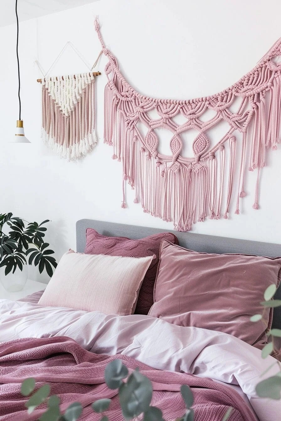 Pink Macrame Wall Hanging