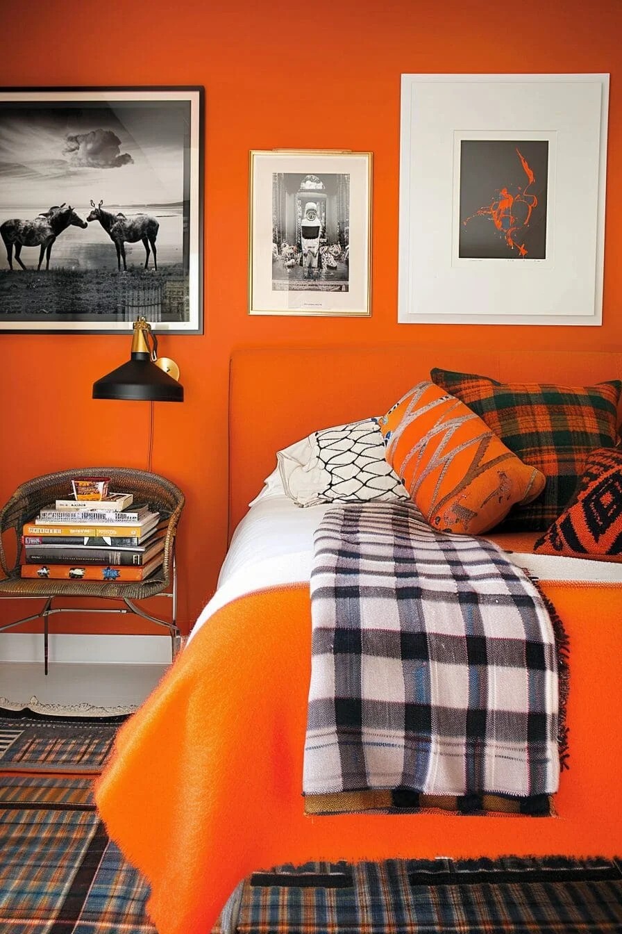 Gallery Wall with Pops of Orange