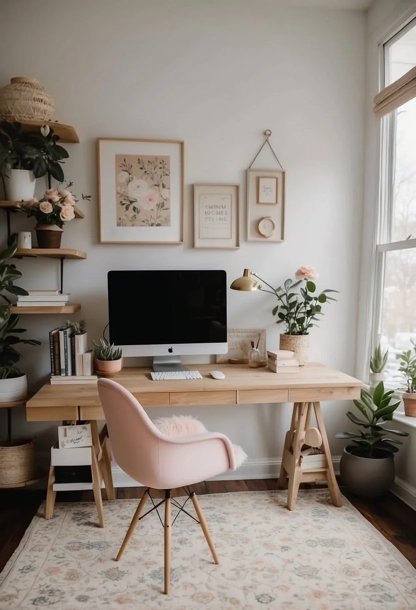 Feminine Home Office With Diy Decor Ideas