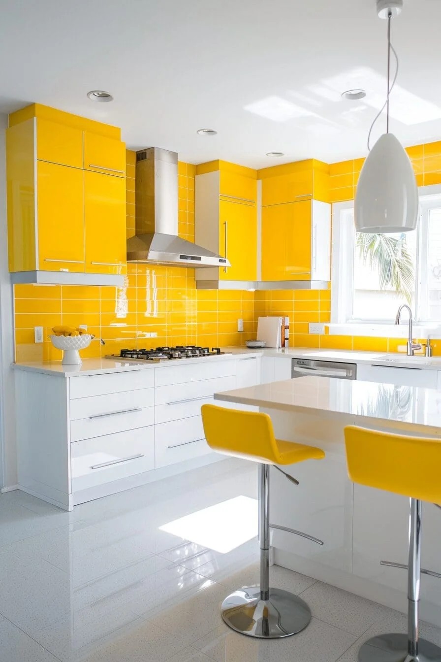 Cheerful Yellow and White