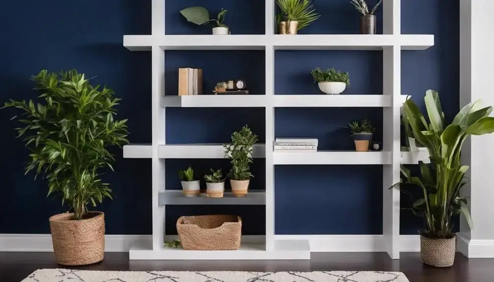 Navy Feature Wall with Built-In Shelving