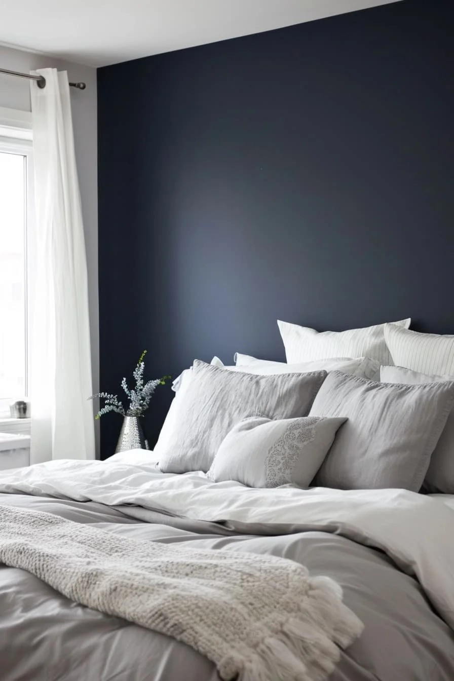 Navy Accent Wall Bedroom