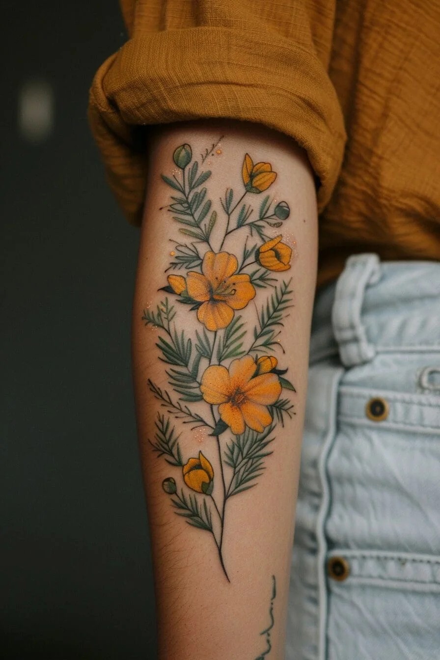 Acacia Flower Tattoo