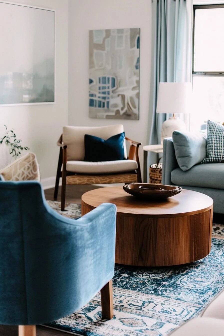 Blue and Wood Tones