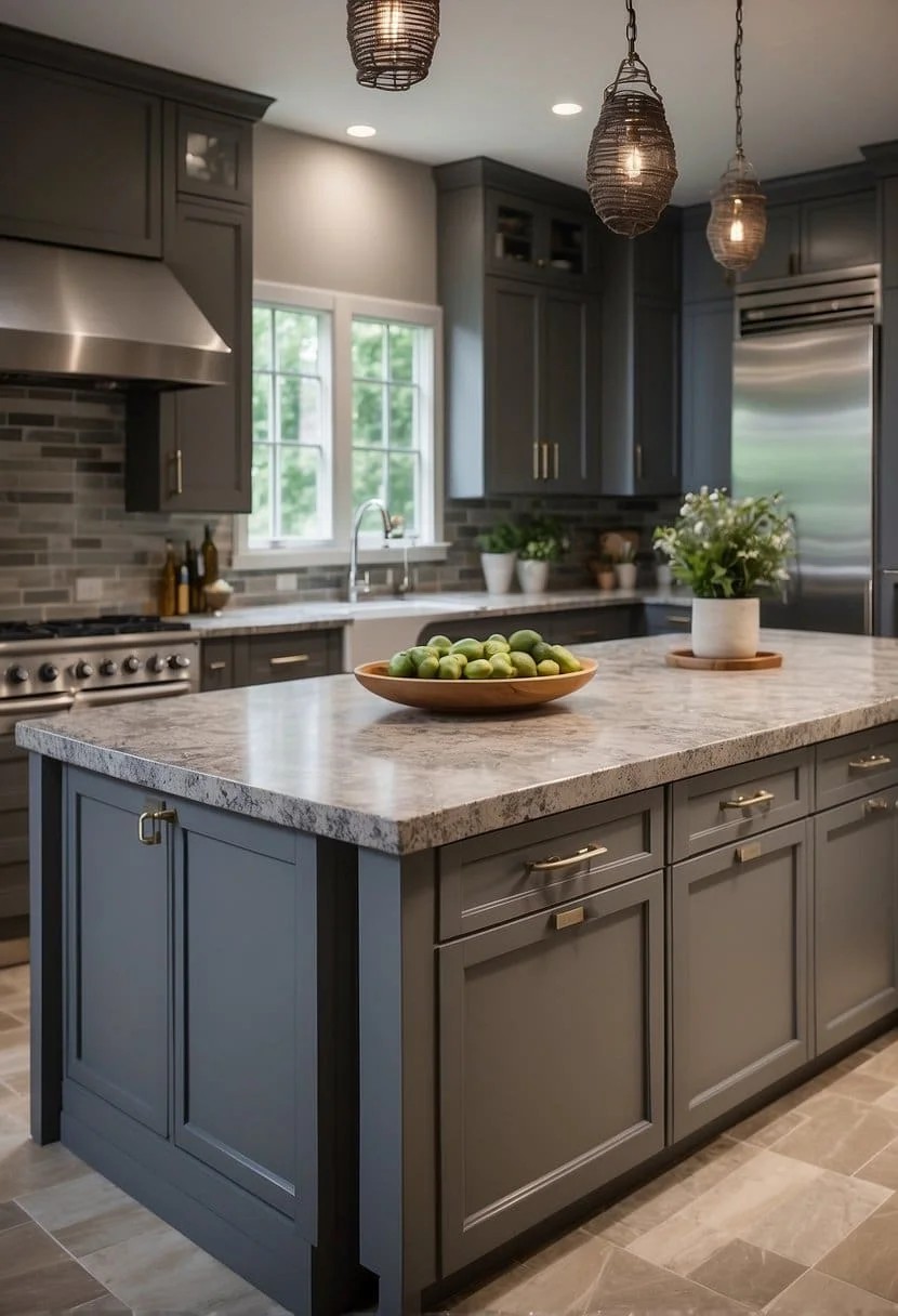 Stone Gray Kitchen Island