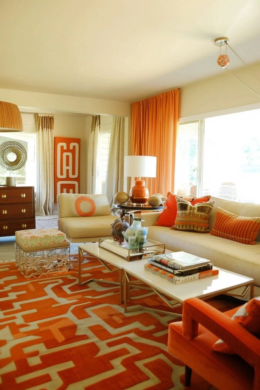 Geometric Orange Rug