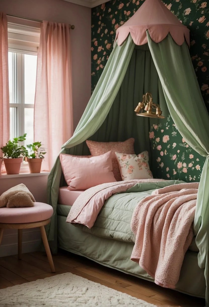 Pink and Green Girl’s Bedroom