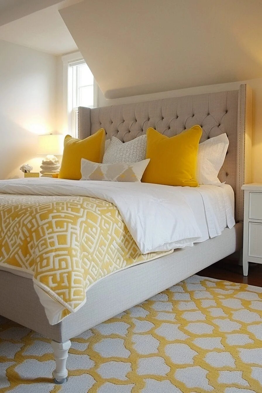 Minimalist Yellow and White Bedroom