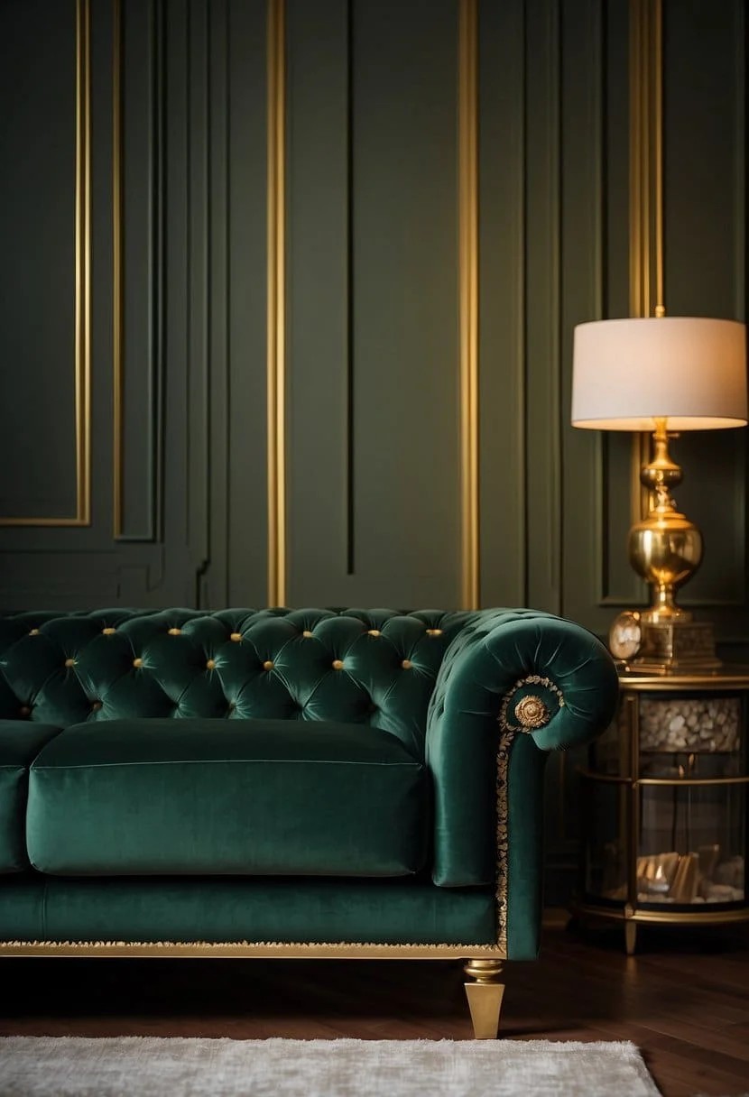 Dark Green Upholstery and Gold Trim