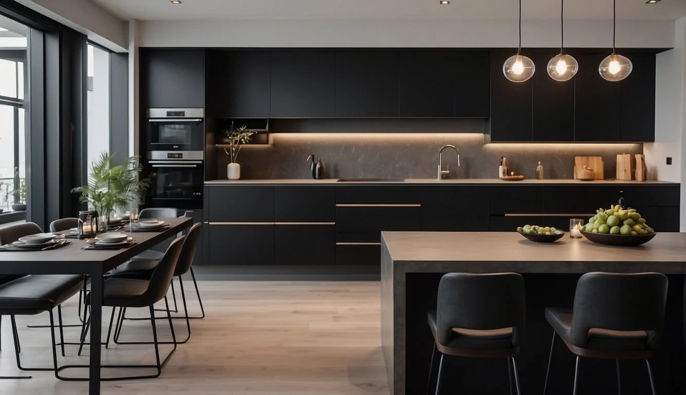 Sleek Black Quartz Kitchen Islands