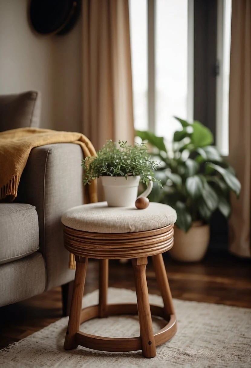 Use a Pouf or Small Stool as A Side Table or Extra Seating