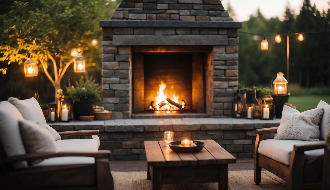 Outdoor Farmhouse Fireplace For Backyard Ambiance