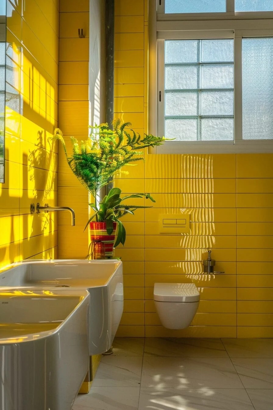 Canary Yellow Subway Tile Backsplash