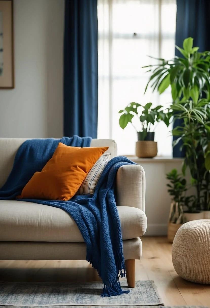 Cobalt Blue and Tangerine Throw Blanket