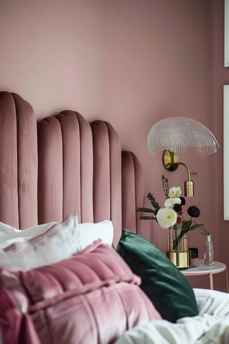 Dusty Rose Velvet Headboard