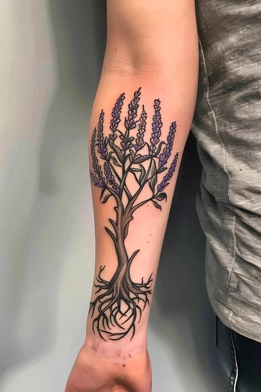 Lavender with a Tree or Roots