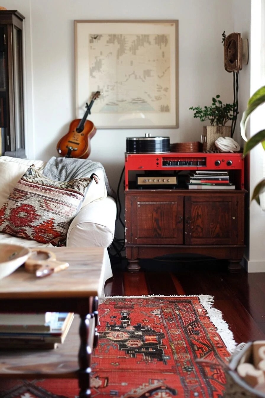 Vintage Red Record Player Stand