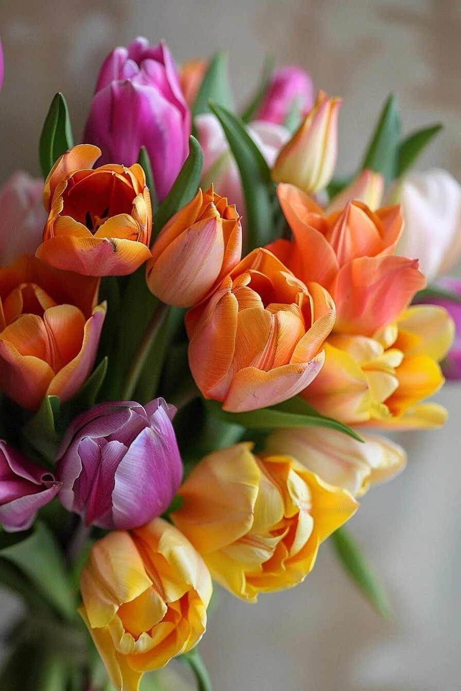 A Spring Wedding with A Vibrant Tulip Bouquet