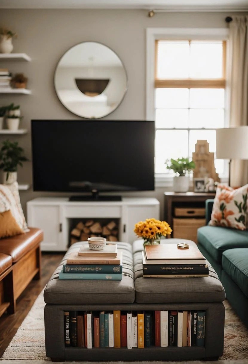 Use Storage Ottomans To Organize In Small Living Spaces