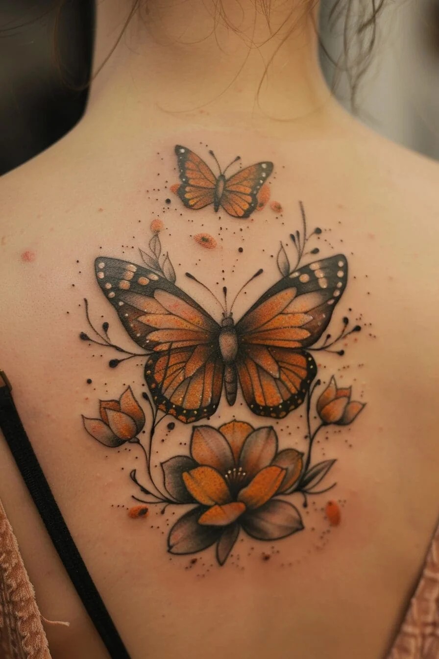 Butterfly with a Butterfly in Flight: Embodies freedom, joy, and the pursuit of dreams