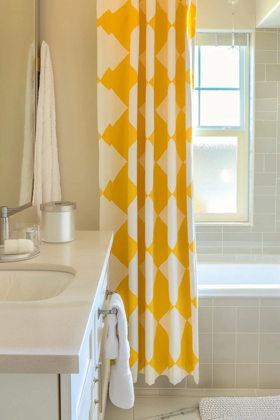 Yellow Geometric Shower Curtain