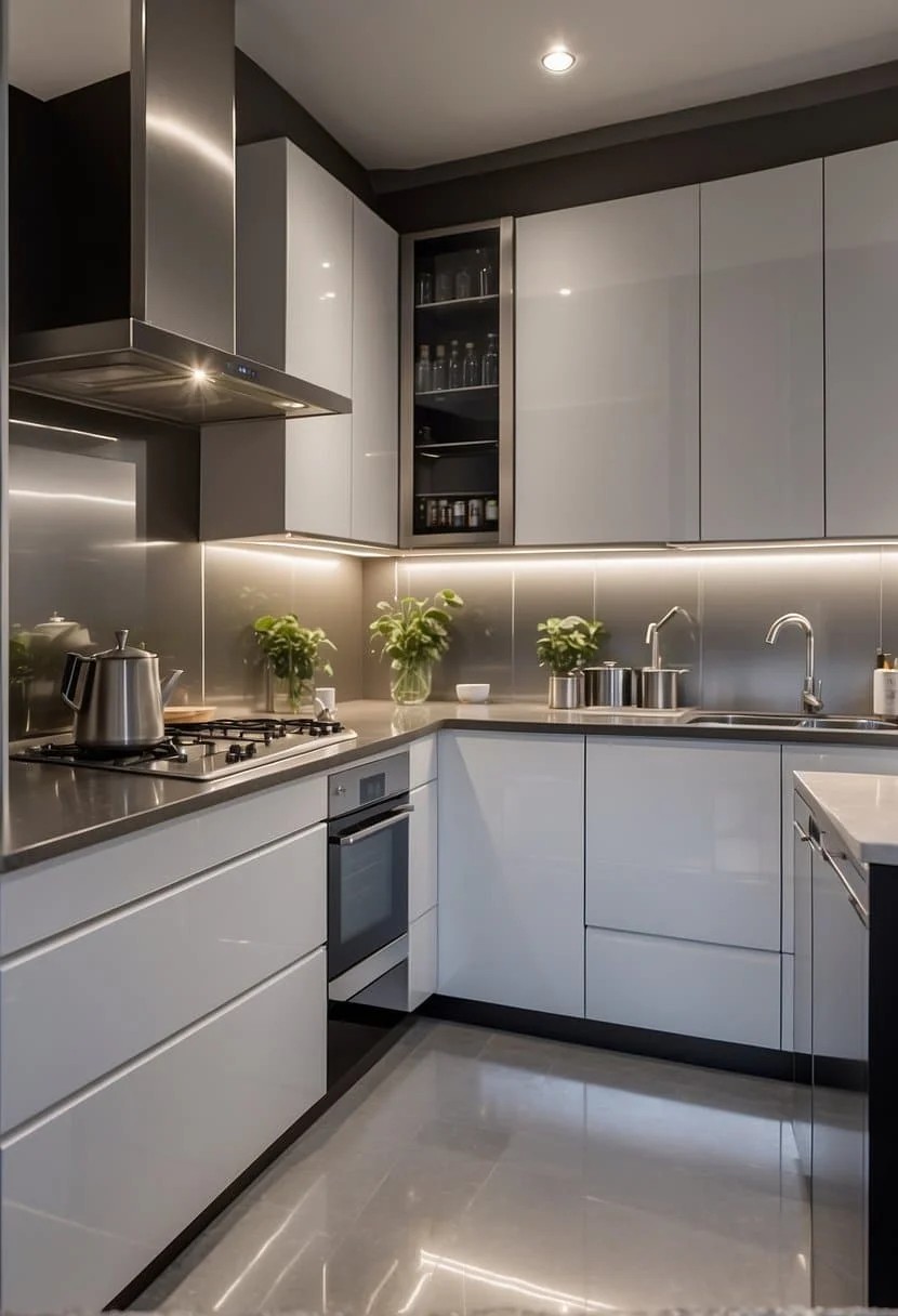 Create An Illusion Of Space With Mirrored Backsplashes In Small Galley Kitchens