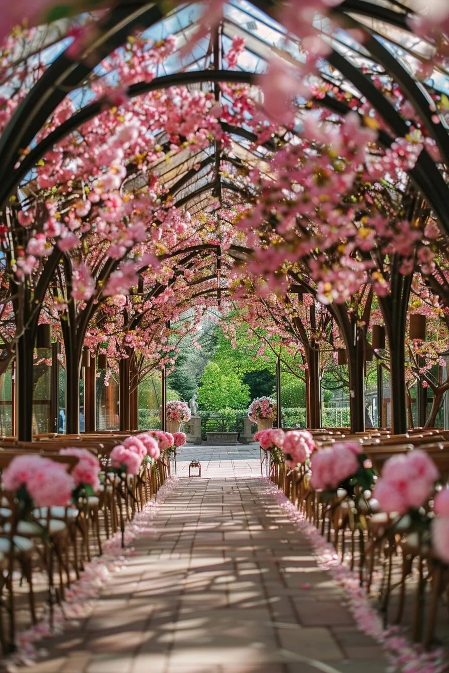 A Spring Wedding Under a Canopy of Cherry Blossom Trees