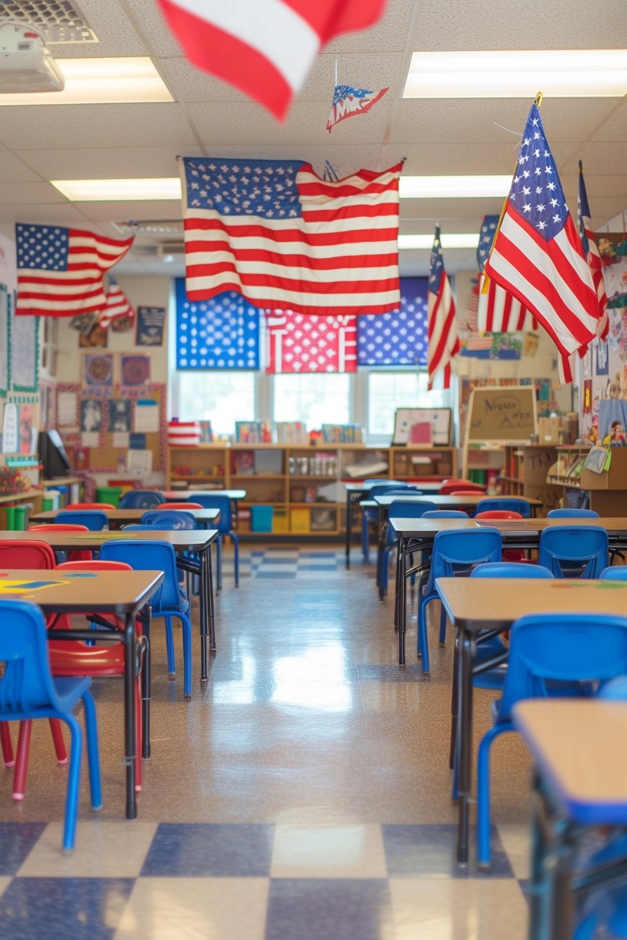 Patriotic-Themed Elementary Classroom