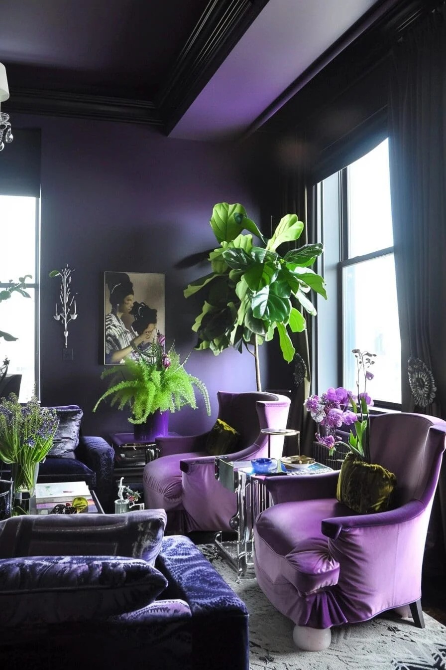 Greenery in Purple Pots