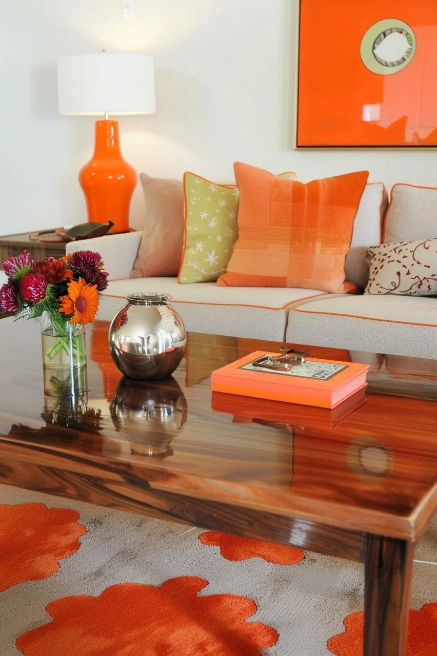 Wood & Orange Coffee Table