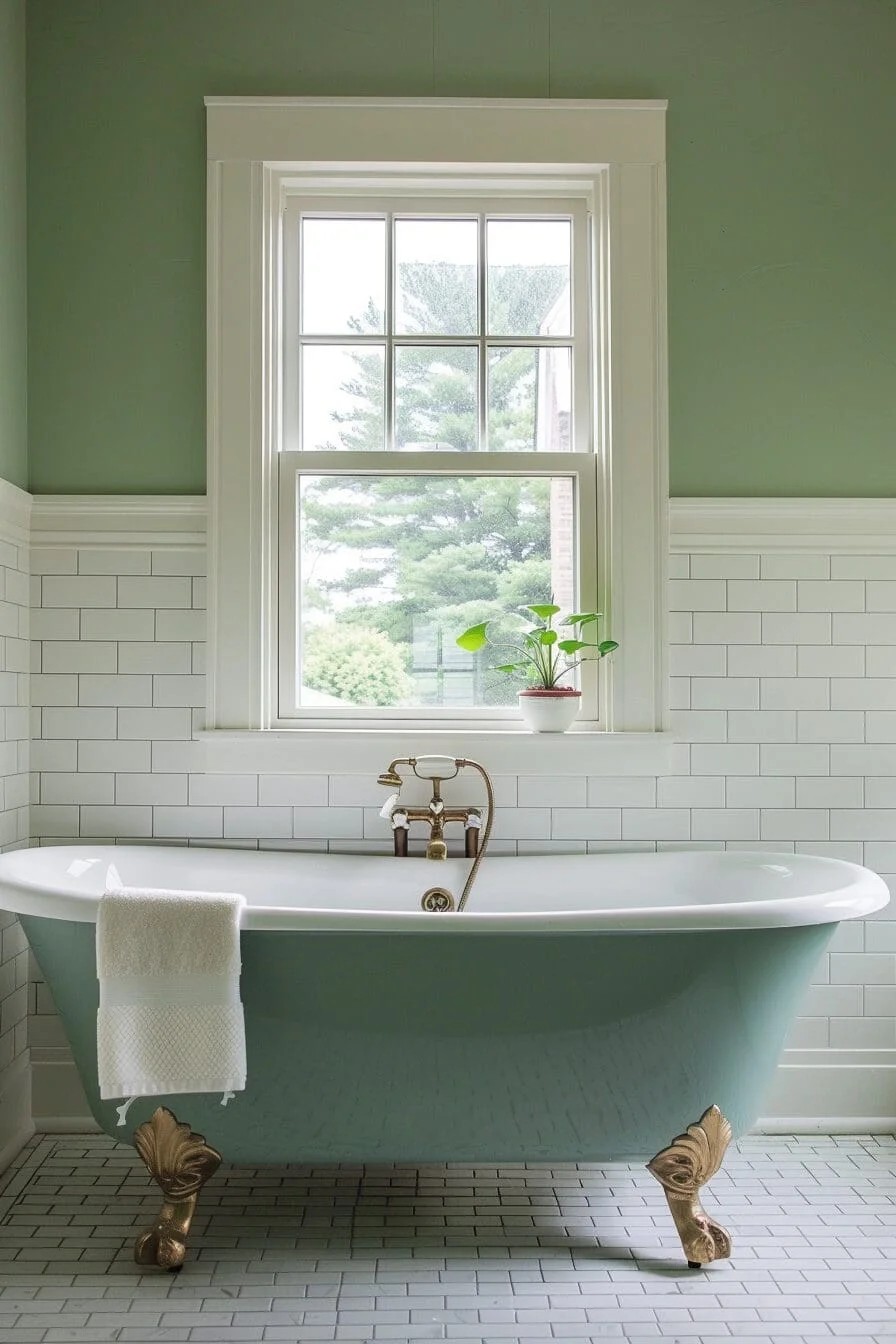 Vintage Green Clawfoot Tub