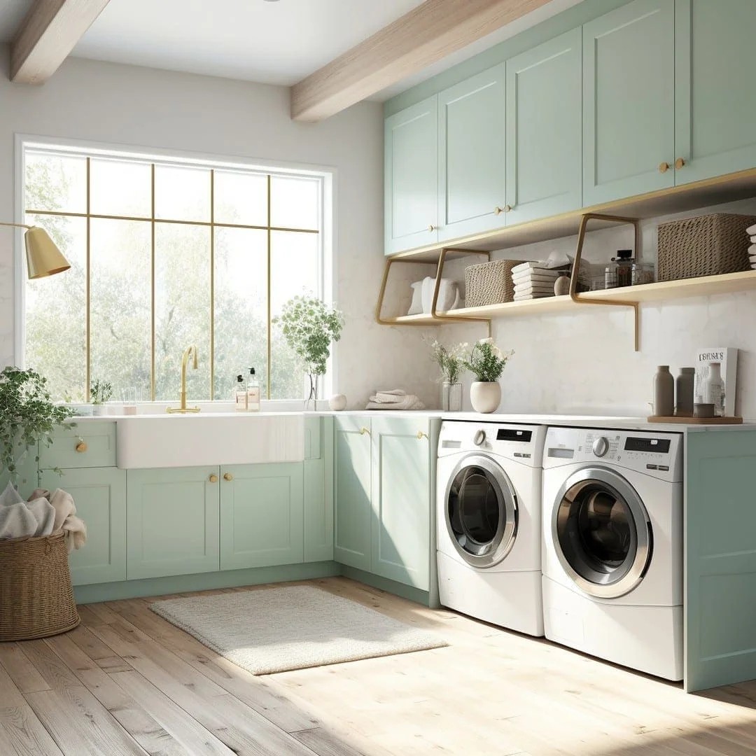 Enhance Small Laundry Room Functionality with Built-In Shelving