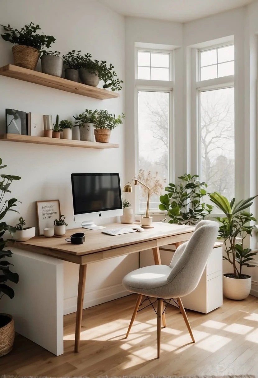 Scandinavian Style Home Office With Natural Light