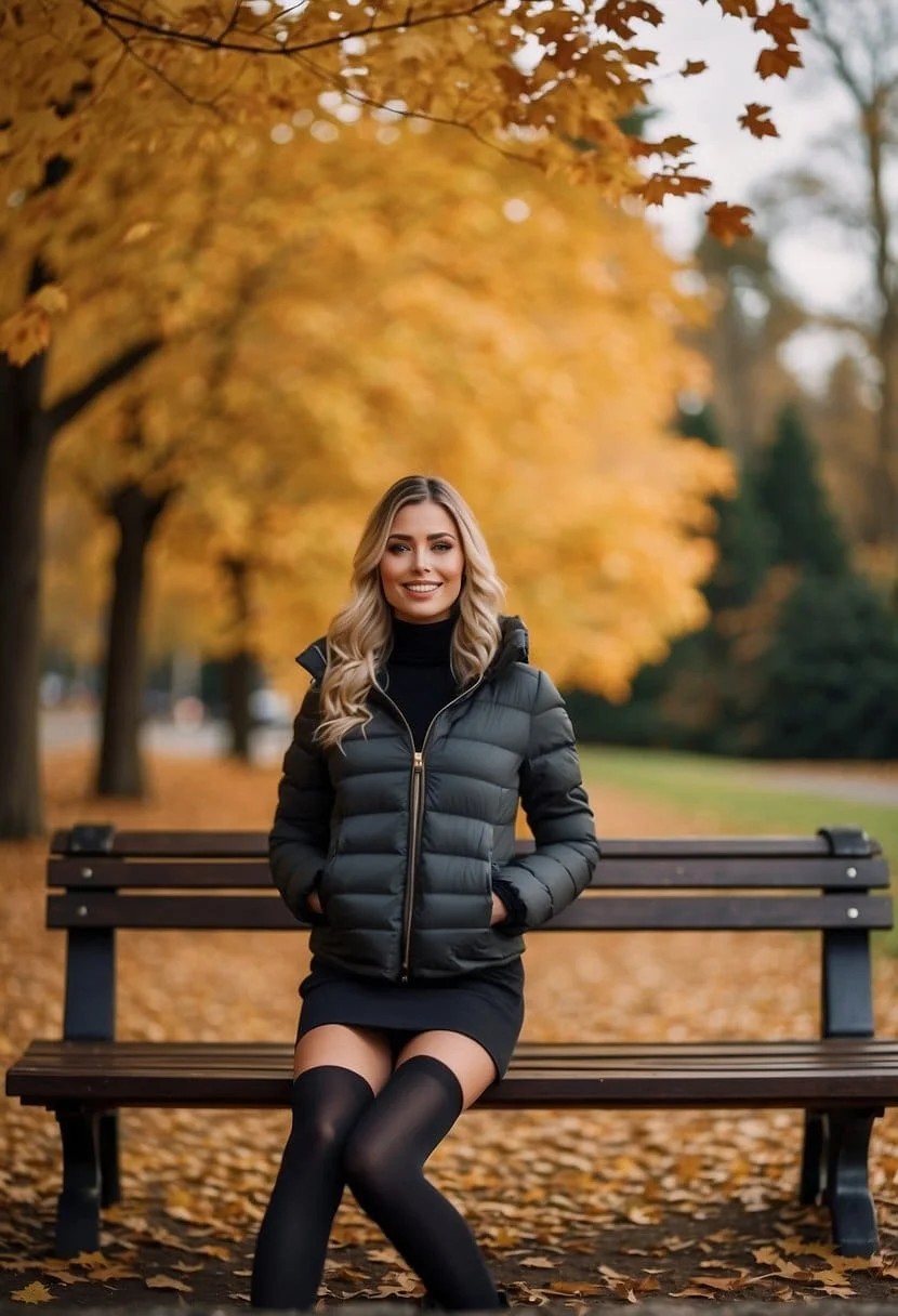 Puffer Jacket And A Mini Skirt