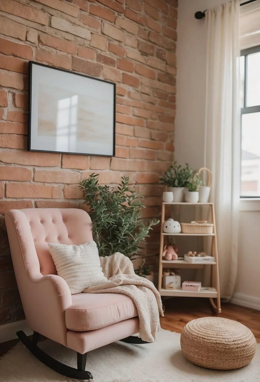 Faux Brick Nursery Accent Wall