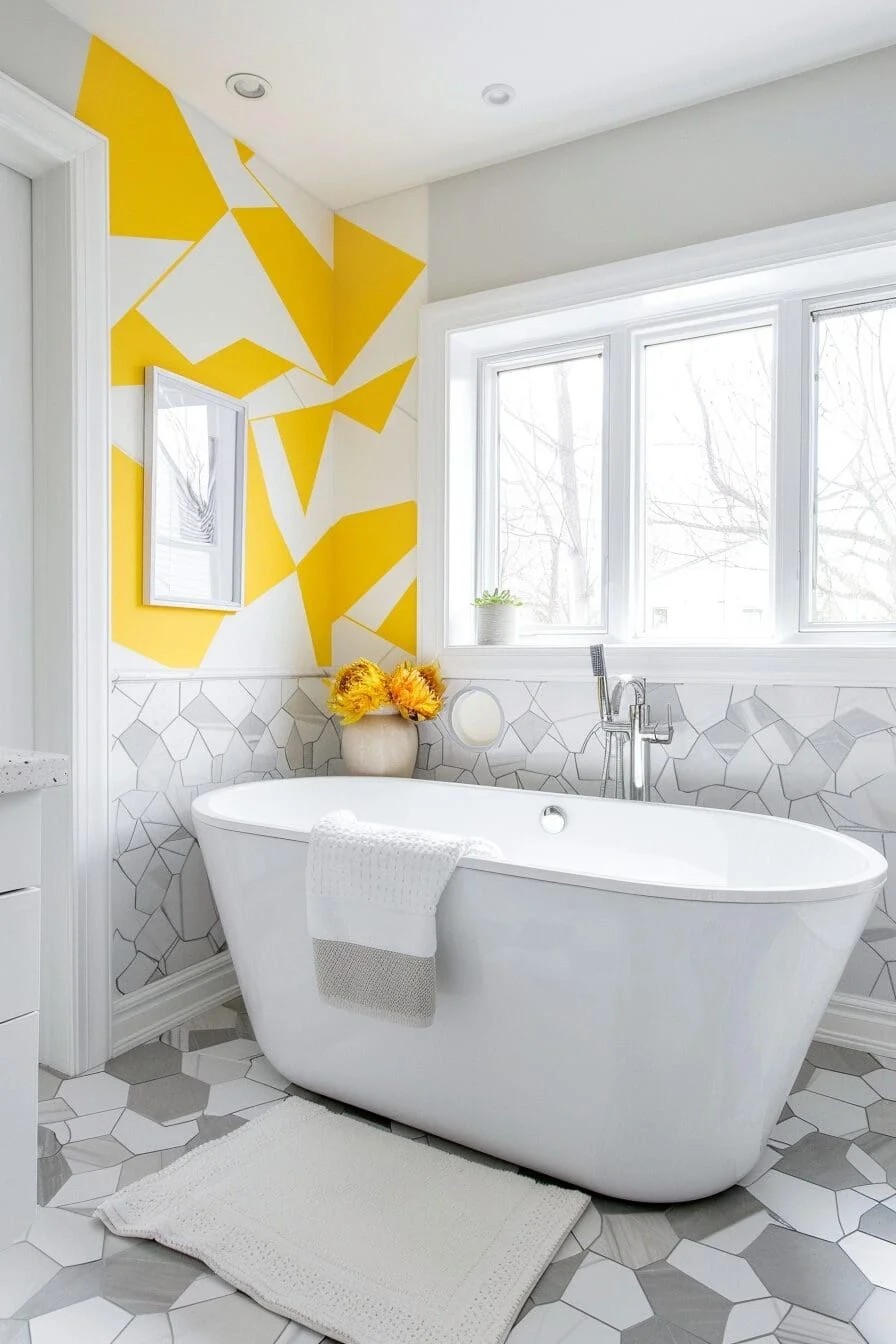 Yellow and Gray Geometric Wallpaper