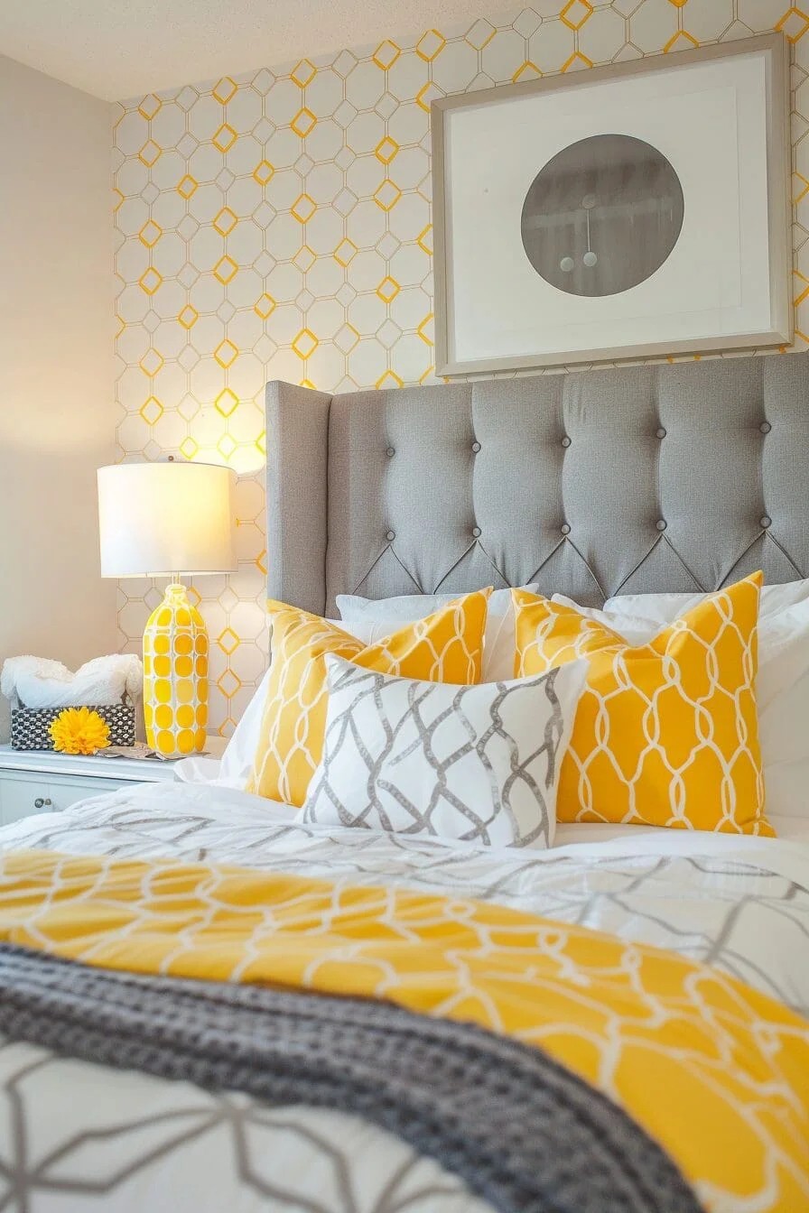 Yellow and Gray Geometric Wallpaper