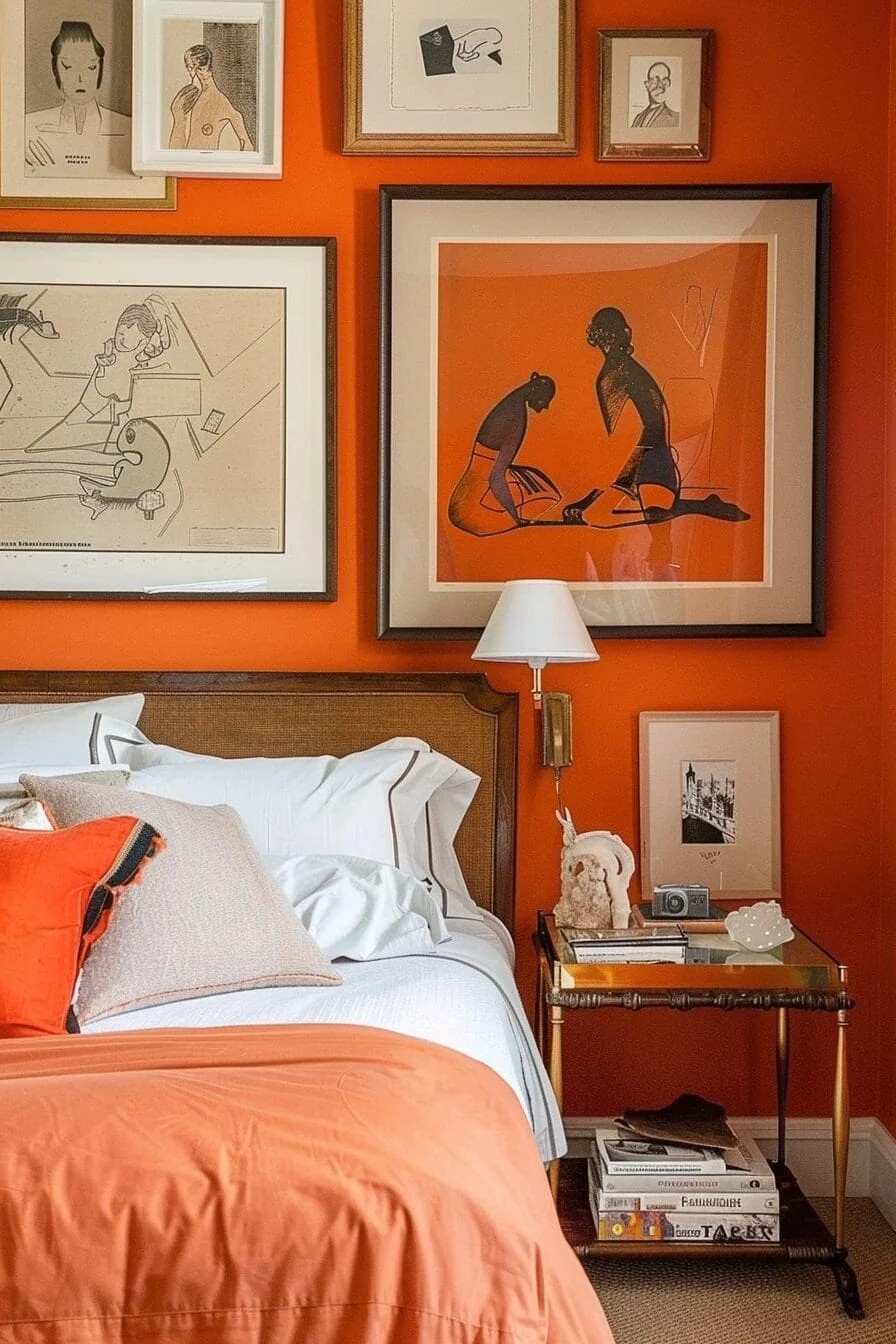 Gallery Wall with Pops of Orange