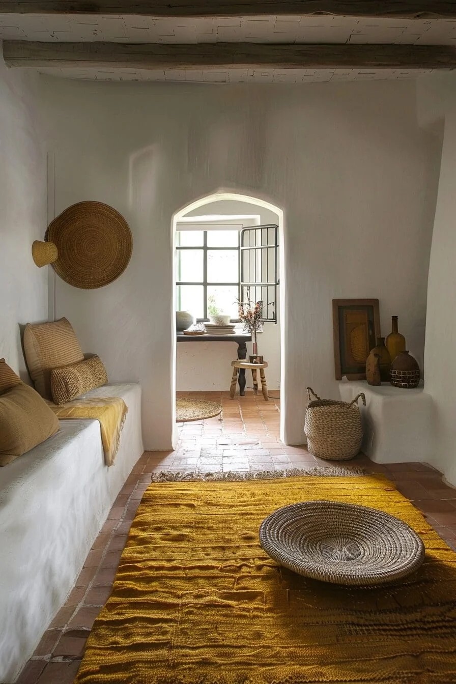 Woven Yellow Floor Basket