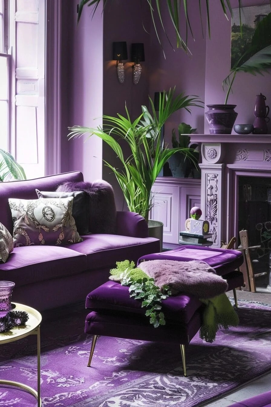 Greenery in Purple Pots