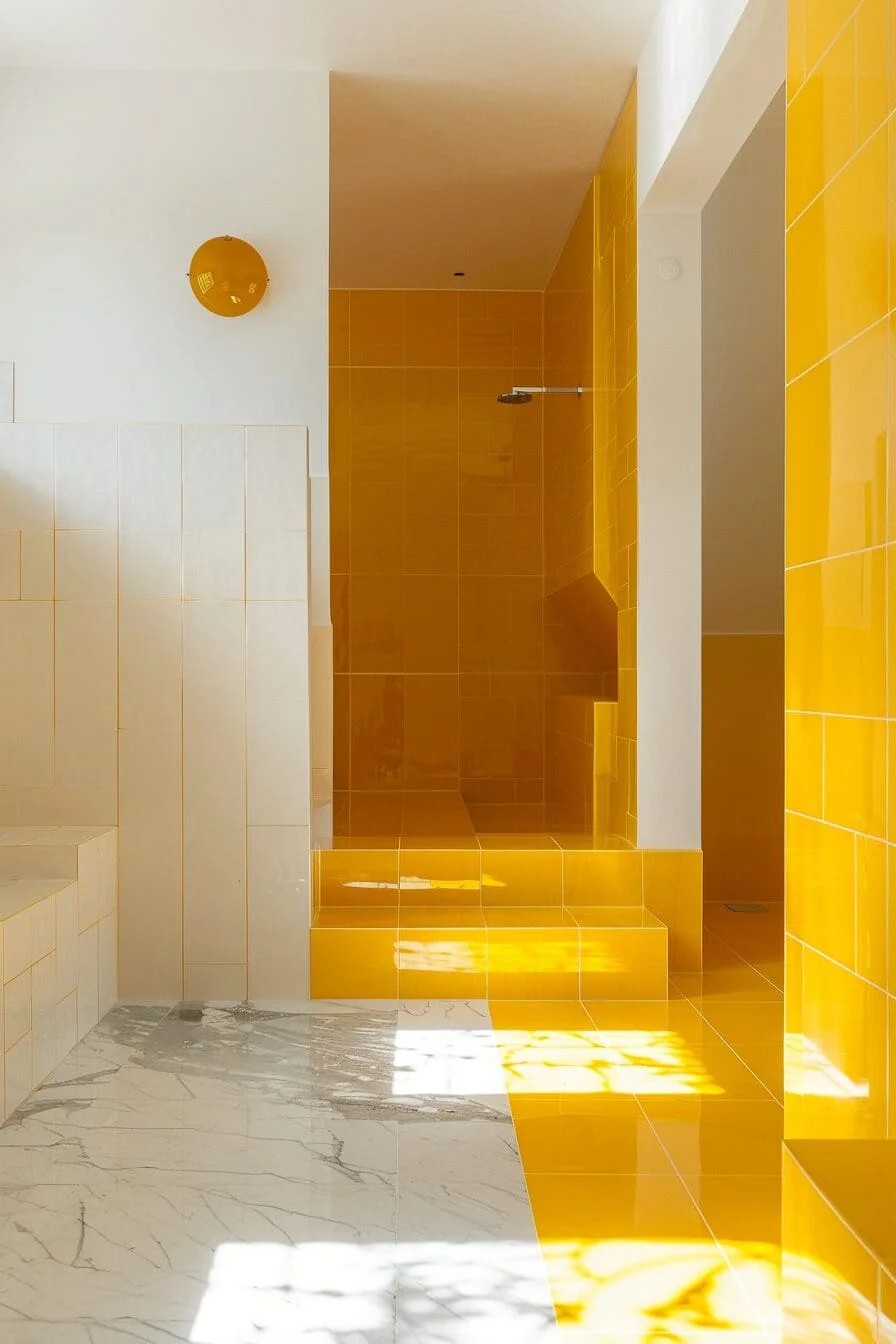 Yellow and White Marble Flooring